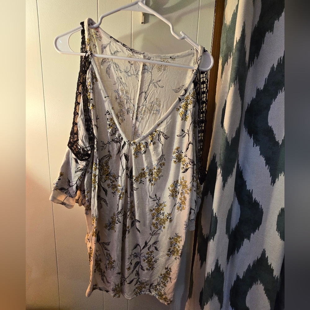 Maurices White and Yellow Asymmetrical Blouse